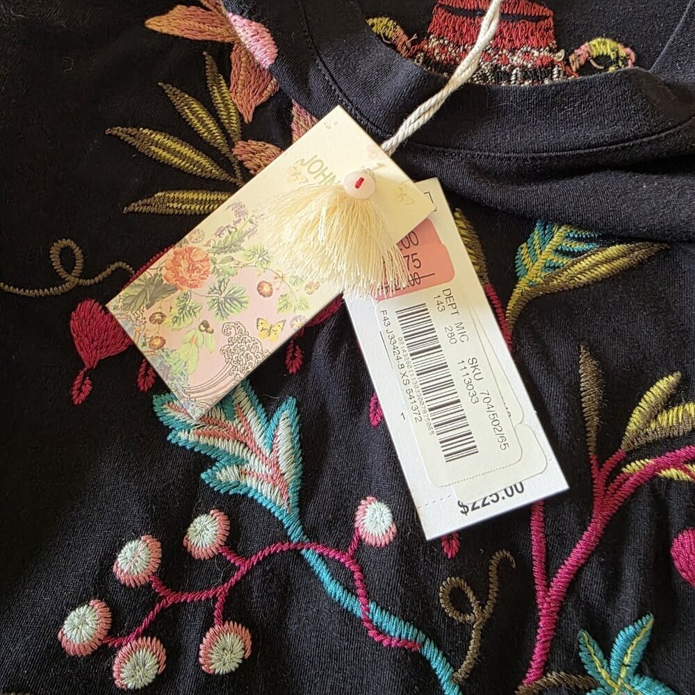 Johnny Was NWT Amarylla Embroidered Cotton Knit Midi Dress XS - Picture 12 of 16